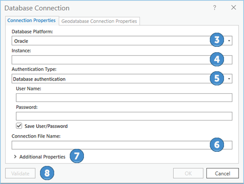 The Database Connection dialog box