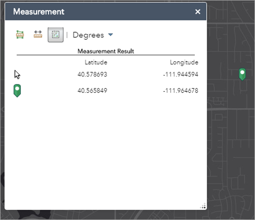 Location result with geometry on map